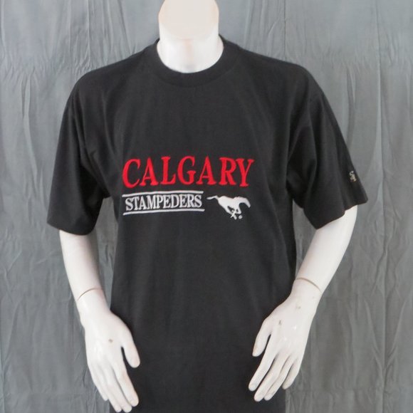 Calgary Stampeders Shirt (VTG) - By Soft Wear - Stitched Graphics - Men's Large - Picture 1 of 9
